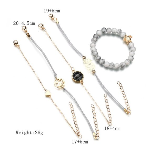 Pineapple Turtle Earth Bracelets Set - Picture 4 of 5